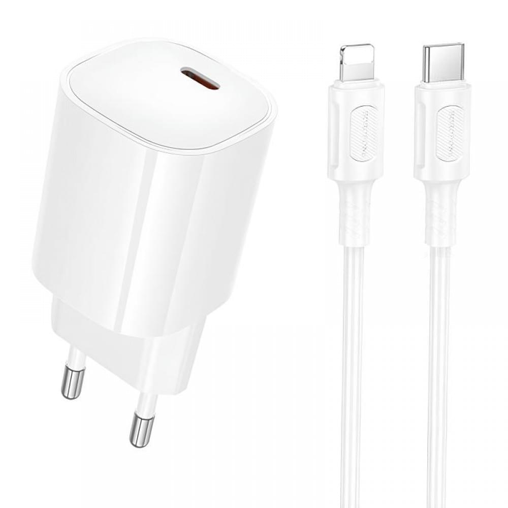 МЗП Borofone BA103A Pudding PD20W (1USB-C) + кабель Type-C to Lightning White