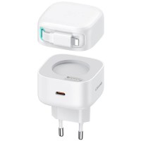 МЗП Usams US-CC209 GaN With Lightning Magnetic Retractable Cable Module XMF Ser. 35W (2USB-C) White