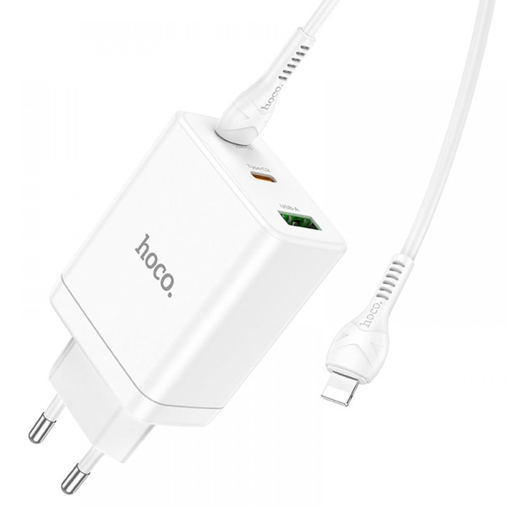 МЗП Hoco N33 Start PD35W (1USB-A/2C) + кабель Type-C to Lightning White