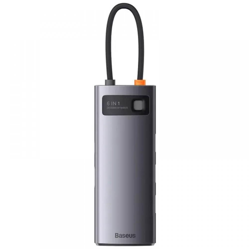 Перехідник HUB Baseus Metal Gleam Series 6-in-1 Multifunctional Type-C (CAHUB-CW) Gray