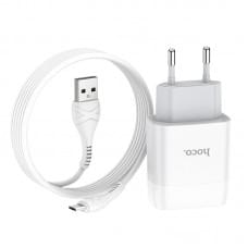 МЗП Hoco C73A Glorious 2.4A (2USB-A) + кабель USB to MicroUSB Білий