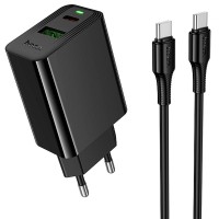МЗП Hoco CS95A Leader PD30W+QC3.0 (1USB-A/1C) + кабель Type-C to Type-C Black