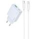 МЗП Hoco C142A Direct PD20W+QC3.0 (1USB-A/1C) + кабель Type-C to Type-C Blue