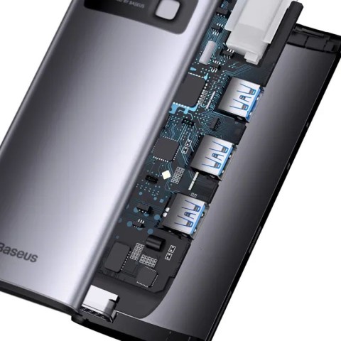 Перехідник HUB Baseus Metal Gleam Series 6-in-1 Multifunctional Type-C (WKWG080013) Gray