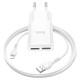 МЗП Hoco C88A Star round 2.4A (2USB-A) + кабель USB to Lightning Білий