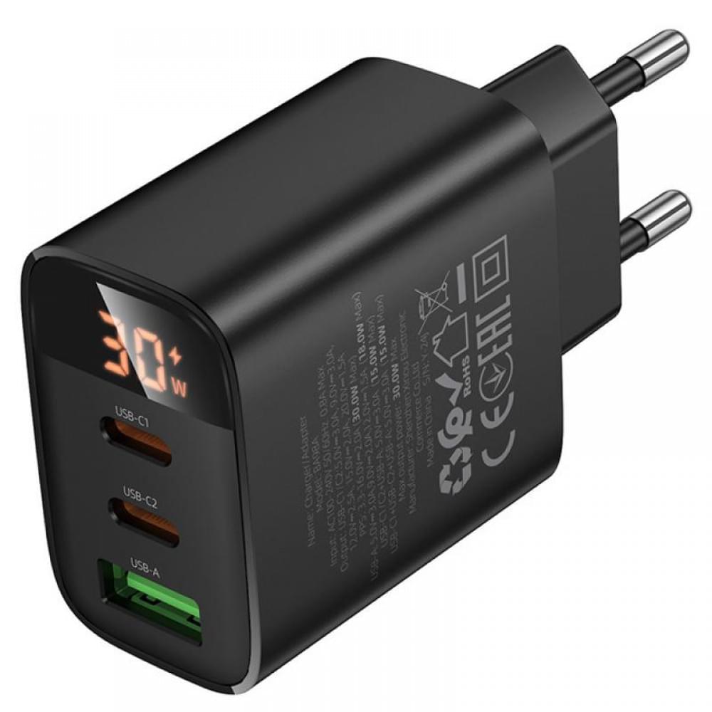 МЗП Borofone BA98A Ilustre with digital display PD30W (1USB-A/2C) Black