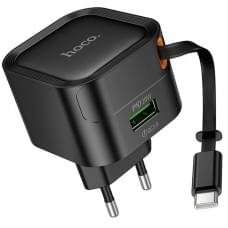 МЗП Hoco C154A Changer With Retractable Cable Type-C PD20W+QC3.0 (1USB-C) Black