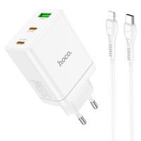 МЗП Hoco N33 Start PD35W (1USB-A/2C) + кабель Type-C to Lightning White