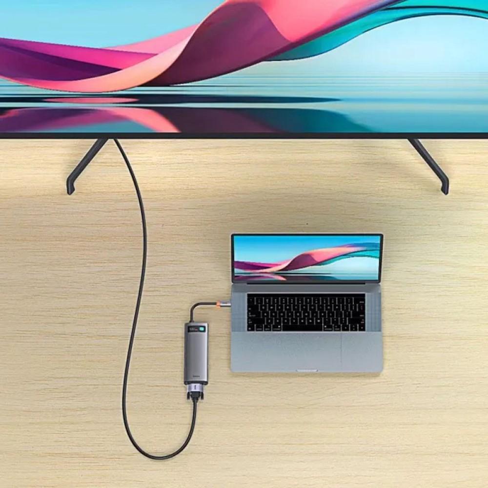 Перехідник HUB Baseus Metal Gleam Series 6-in-1 Multifunctional Type-C (CAHUB-CW) Gray
