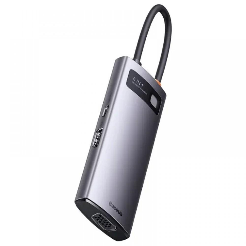 Перехідник HUB Baseus Metal Gleam Series 6-in-1 Multifunctional Type-C (CAHUB-CW) Gray
