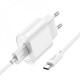МЗП Hoco C109A Fighter QC3.0 18W (1USB-A) + кабель USB to Type-C White