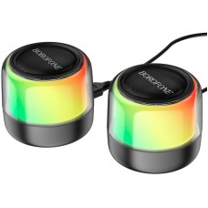 Bluetooth колонка Borofone BP12 Colorful BT wired 2-in-1 computer speaker Black