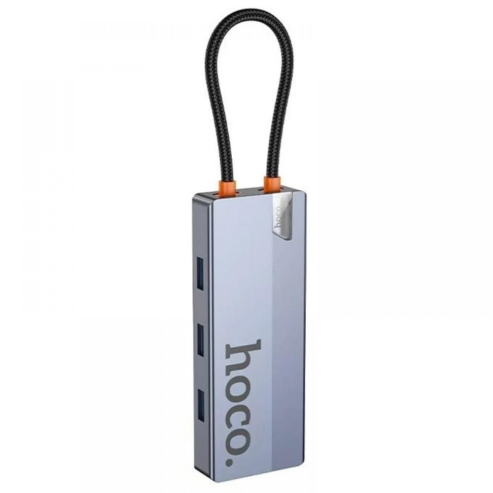 Перехідник HUB Hoco HB51 Wow 6in1 (Type-C to HDTV+RJ45+PD+3xUSB3.0) Deep space gray