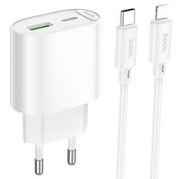 МЗП Hoco C109A Fighter PD20W (1USB-C) + кабель Type-C to Lightning White