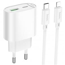 МЗП Hoco C109A Fighter PD20W (1USB-C) + кабель Type-C to Lightning White
