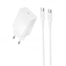 МЗП Borofone BAS75A Source PD30W (1USB-C) + кабель Type-C to Type-C White