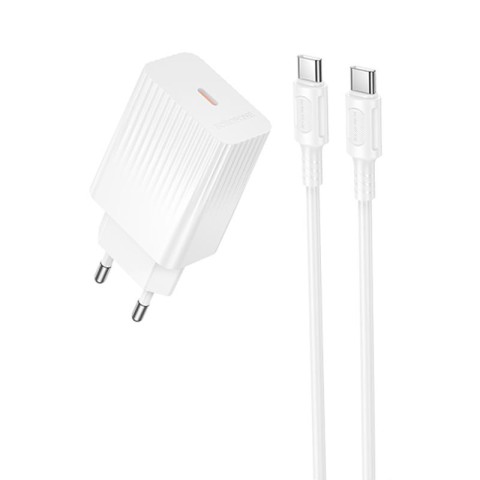 МЗП Borofone BAS75A Source PD30W (1USB-C) + кабель Type-C to Type-C White