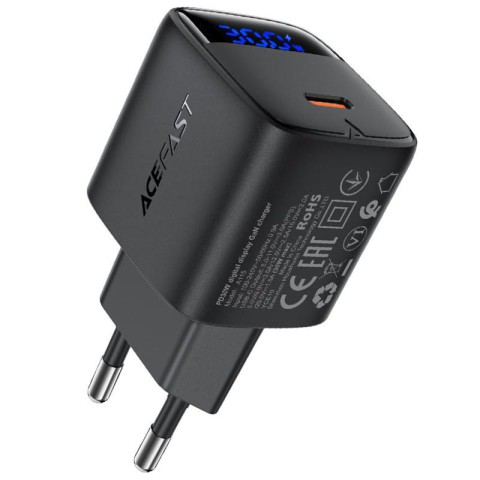 МЗП Acefast A115 PD30W GaN (1USB-C) + кабель Type-C to Type-C Black