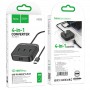 Перехідник HUB Hoco HB35 Easy link 4-in-1 Gigabit Ethernet Adapter (USB to USB3.0*3+RJ45) (L=0.2M) Чорний