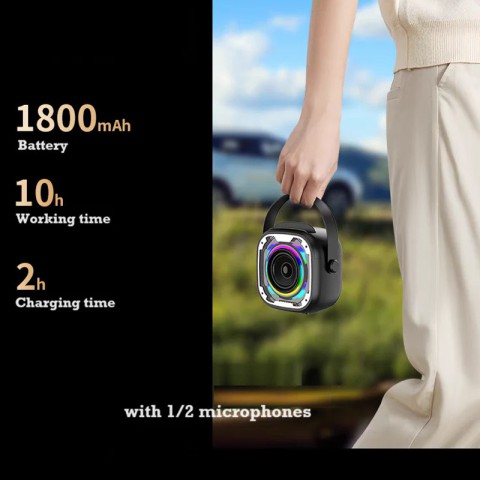 Bluetooth колонка V11 + два мікрофона Black