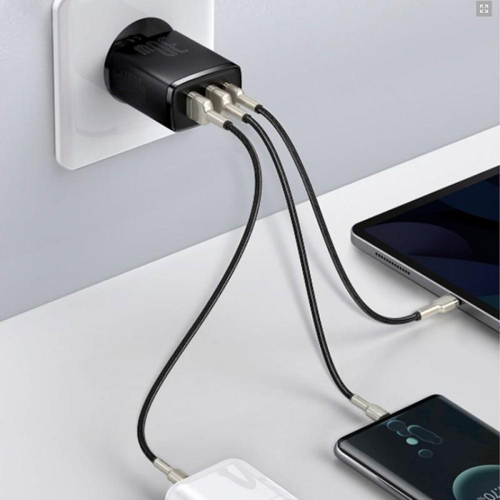 МЗП Baseus Compact Quick Charger 30W QC+ PD (1Type-C + 2USB) (CCXJ-E) Чорний