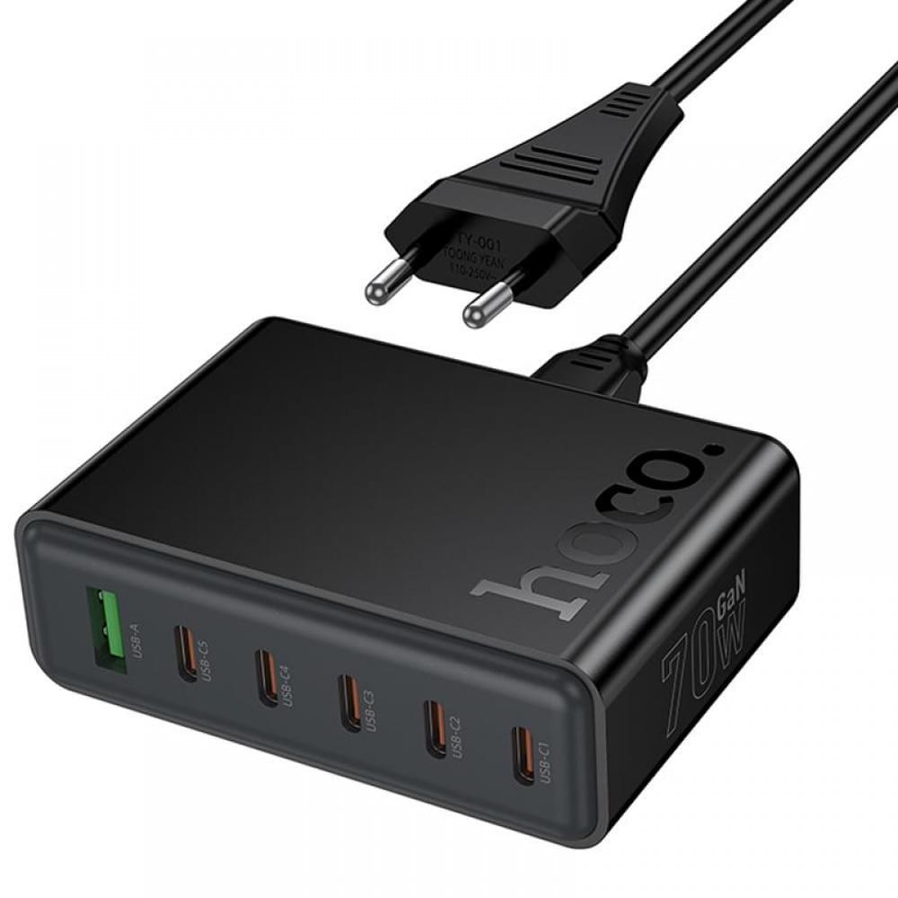 МЗП Hoco C152A Modern PD70W 6in1 (5USB-C і 1USB-A) Black