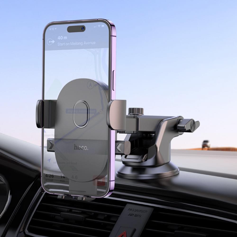 Автотримач Hoco H19 Mighty one-button (center console) Black