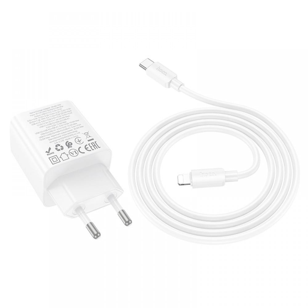 СЗУ Hoco N56 Fundador PD30W four-port (2USB-A/2C) + кабель Type-C to Lightning