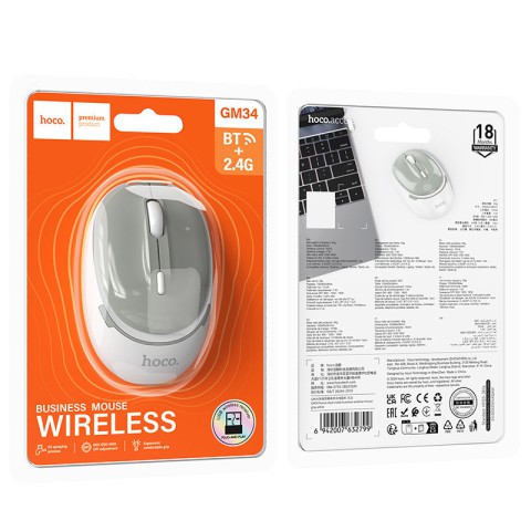 Миша бездротова Hoco GM34 Nuevo Bluetooth + 2.4G Gray white
