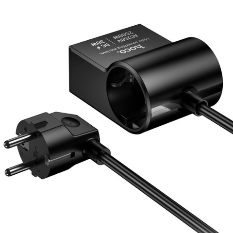 МЗП Hoco AC33 Win 1 position 30W QC+PD (1USB-A/2C/1Socket) (1.5m) Black