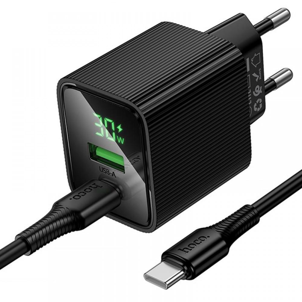 МЗП Hoco CS84A Excellent with digital display PD30W+QC3.0 (1USB-A/1C) + кабель Type-C to Type-C Black