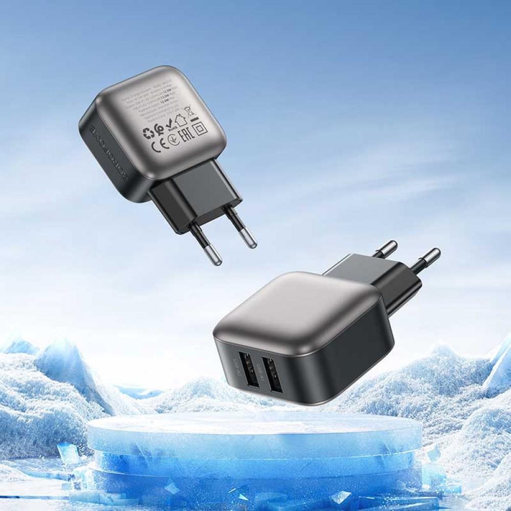 МЗП Borofone BAS51A Absolute 12W (2USB-A) + кабель USB to Type-C Black