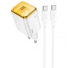 МЗП Hoco N54 Monsoon PD45W (1USB-C) + Type-C to Type-C White