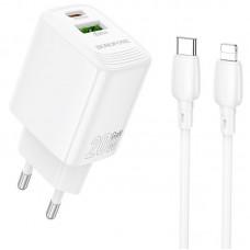 МЗП Borofone BN27 Fuente PD20W+QC3.0 (1USB-A/1C) + кабель Type-C to Lightning White