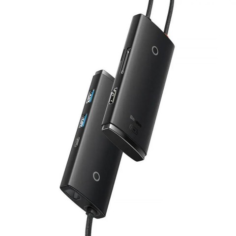 Перехідник HUB Baseus Lite Series 6in1 (Type-C to HDMI+2xUSB3.0+Type-C Data+SD/TF) (WKQX050001) Black