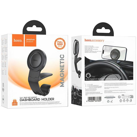 Автотримач Hoco H60 Show ring magnetic (dashboard) Black