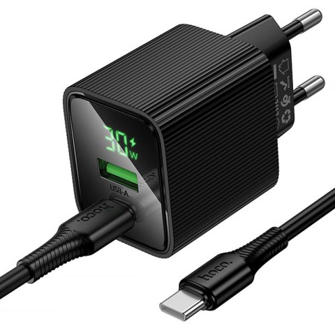 МЗП Hoco CS84A Excellent with digital display PD30W+QC3.0 (1USB-A/1C) + кабель Type-C to Type-C Black