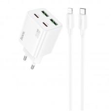 МЗП Hoco N56 Fundador PD30W four-port (2C2A) + Type-C to Lightning White