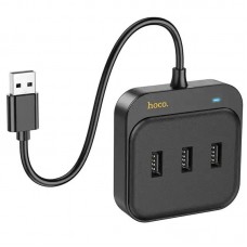 Перехідник HUB Hoco HB35 Easy link 4-in-1 Gigabit Ethernet Adapter (USB to USB3.0*3+RJ45) (L=0.2M) Чорний