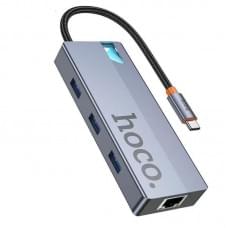Перехідник HUB Hoco HB51 Wow 6in1 (Type-C to HDTV+RJ45+PD+3xUSB3.0) Deep space gray Перехідник HUB Hoco HB51 Wow 6in1 (Type-C to HDTV+RJ45+PD+3xUSB3.0) Deep space gray