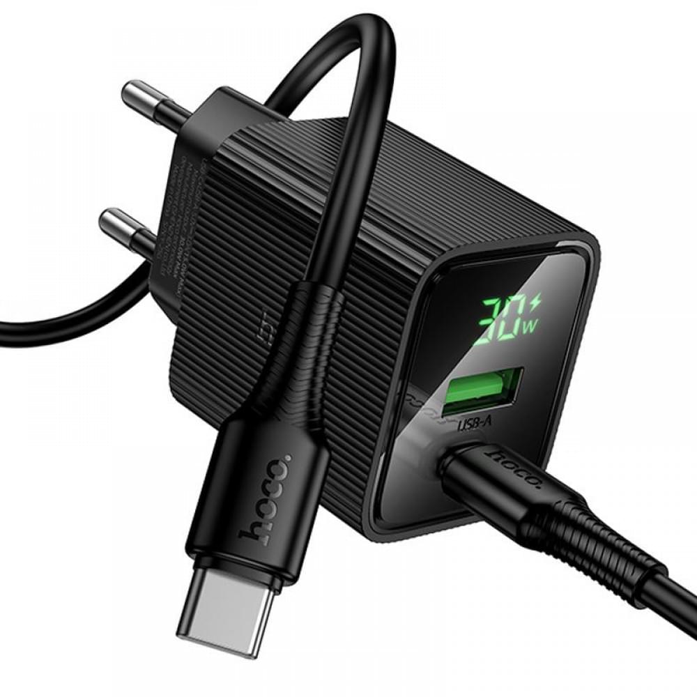 МЗП Hoco CS84A Excellent with digital display PD30W+QC3.0 (1USB-A/1C) + кабель Type-C to Type-C Black