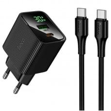 МЗП Hoco CS84A Excellent with digital display PD30W+QC3.0 (1USB-A/1C) + кабель Type-C to Type-C Black МЗП Hoco CS84A Excellent with digital display PD30W+QC3.0 (1USB-A/1C) + кабель Type-C to Type-C Black