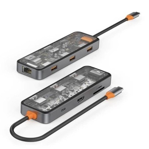 Перехідник HUB WIWU Cyber hub CB008 8 in 1 Grey