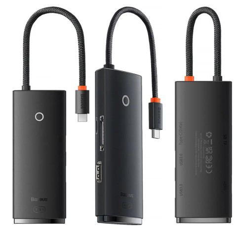 Перехідник HUB Baseus Lite Series 6in1 (Type-C to HDMI+2xUSB3.0+Type-C Data+SD/TF) (WKQX050001) Black