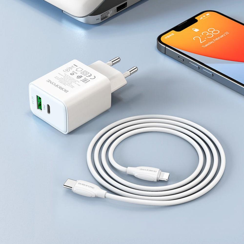 МЗП Borofone BA67A PD20W+QC3.0 + Type-C + Lightning Білий