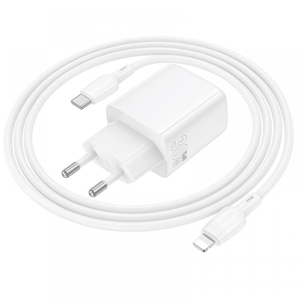 МЗП Borofone BN29 Fuente PD30W+QC3.0 (1USB-A/1C) + кабель Type-C to Lightning White