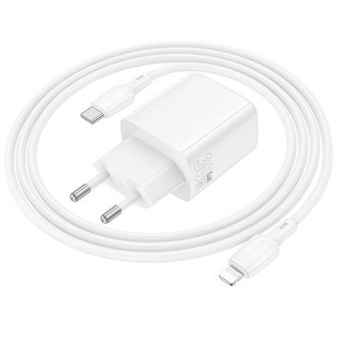 МЗП Borofone BN29 Fuente PD30W+QC3.0 (1USB-A/1C) + кабель Type-C to Lightning White