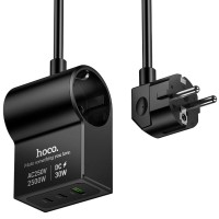 МЗП Hoco AC33 Win 1 position 30W QC+PD (1USB-A/2C/1Socket) (1.5m) Black