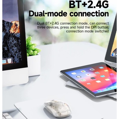 Миша бездротова Hoco GM29 Mysterios Bluetooth + 2.4G Space White