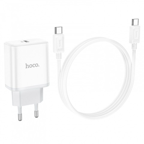 МЗП Hoco C104A PD20W (1USB-C) + кабель Type-C to Type-C White